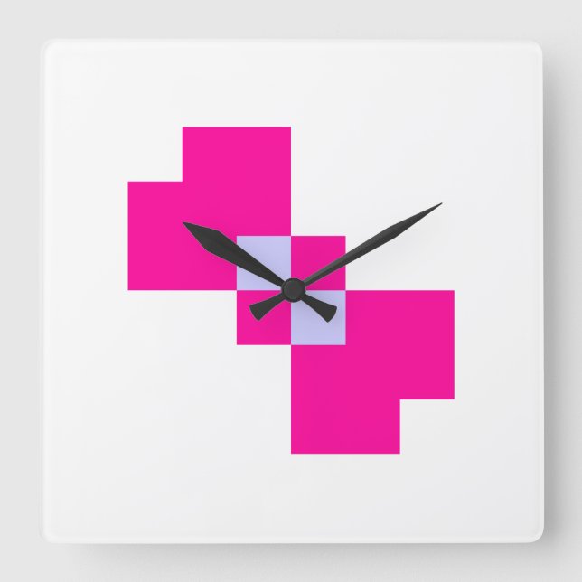 Cute 8 Bit Pixel Bow Quadratische Wanduhr (Vorderseite)