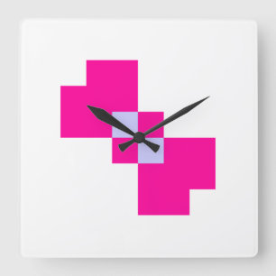 Cute 8 Bit Pixel Bow Quadratische Wanduhr
