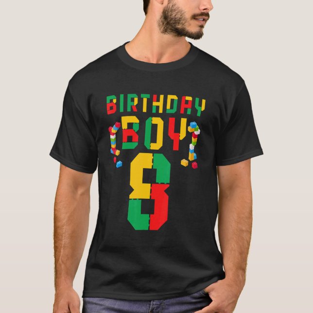 Cute 8th Birthday Tees 8 Years Old Block Building  (Vorderseite)
