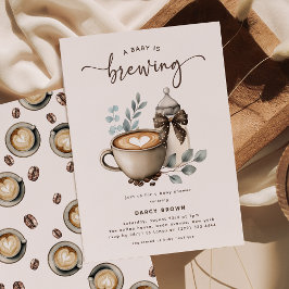 Cute 'a Baby is Brewing' Coffee Baby Shower Einladung