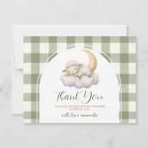Cute A little lamb baby shower Sage Green Gingham