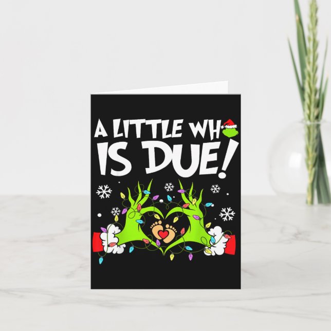 Cute A Little Who Is Due Christmas Pregnancy Annou Karte (Vorderseite)