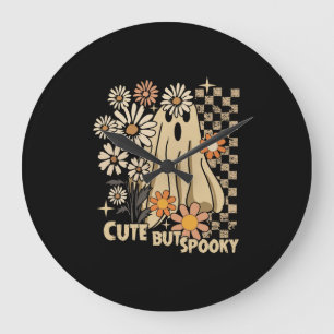 Cute aber gruselig lustiger floraler Halloween-Gei Große Wanduhr