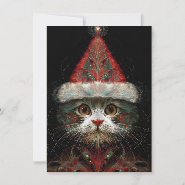 Cute Abstract Cat Christmas Cards Feiertagskarte (Vorderseite)