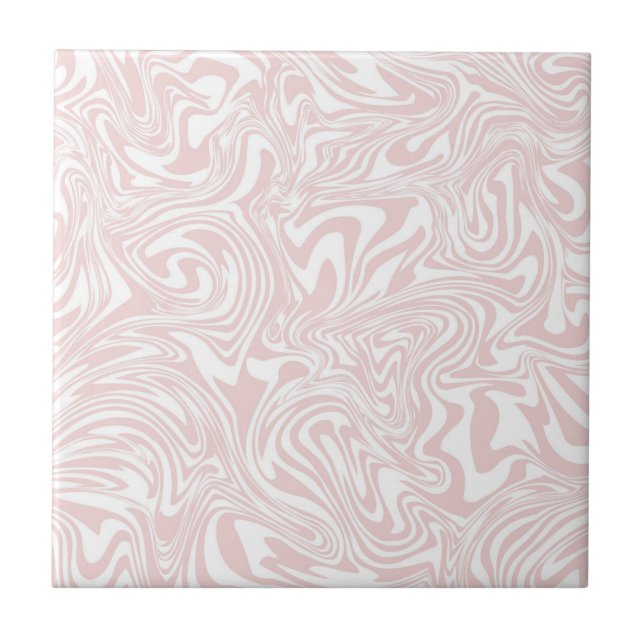 Cute Abstract Pink & White Ceramic Tile Fliese (Vorderseite)