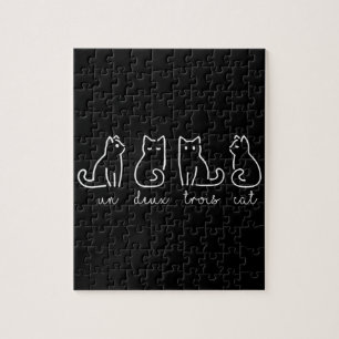 Cute Abstract Un Deux Trois Cat French Kitty