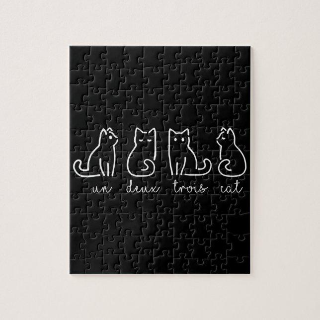 Cute Abstract Un Deux Trois Cat French Kitty (Vertikal)
