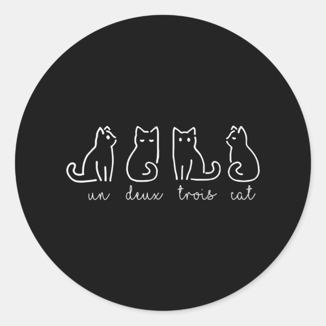 Cute Abstract Un Deux Trois Cat French Kitty Runder Aufkleber (Vorderseite)