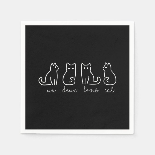 Cute Abstract Un Deux Trois Cat French Kitty Serviette (Vorderseite)