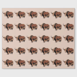 Cute & adorable brown Yak  Geschenkpapier