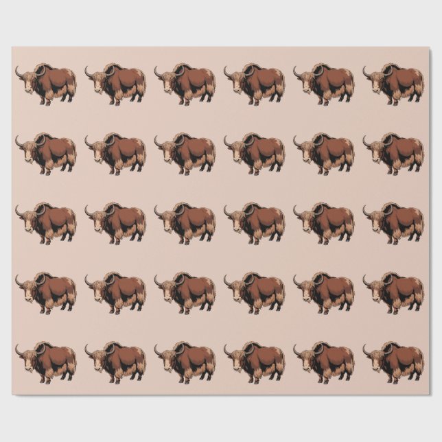 Cute & adorable brown Yak  Geschenkpapier (Flach)