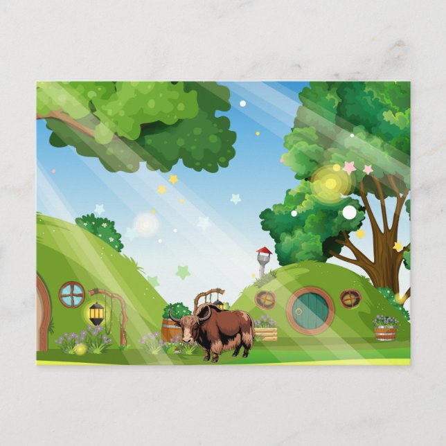Cute & adorable brown Yak  Postkarte (Vorderseite)
