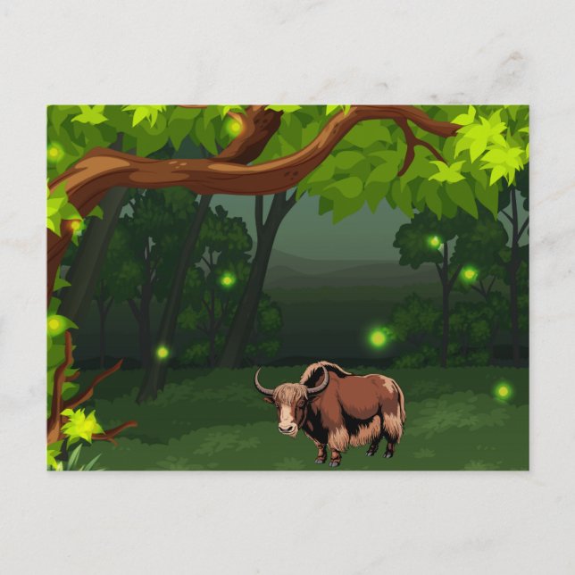 Cute & adorable brown Yak  Postkarte (Vorderseite)