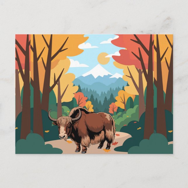 Cute & adorable brown Yak  Postkarte (Vorderseite)