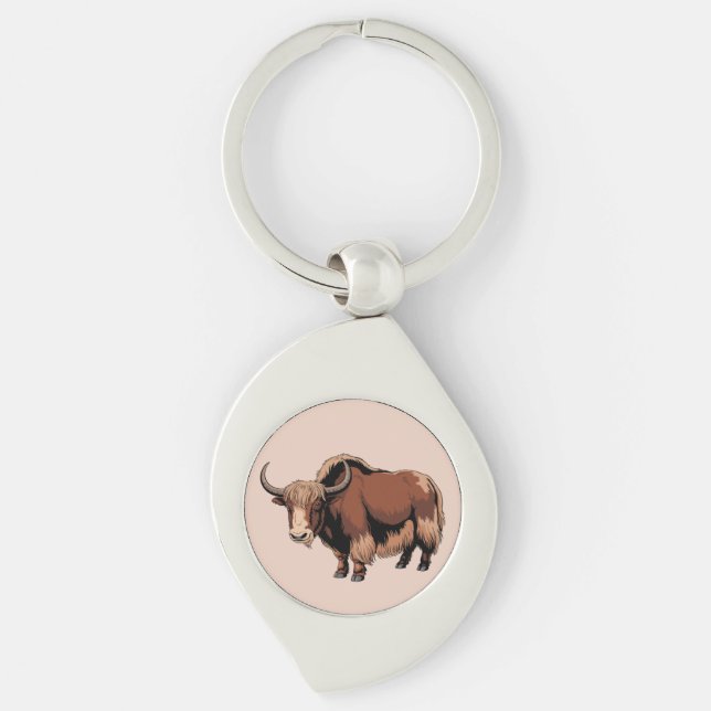 Cute & adorable brown Yak  Schlüsselanhänger (Vorderseite)