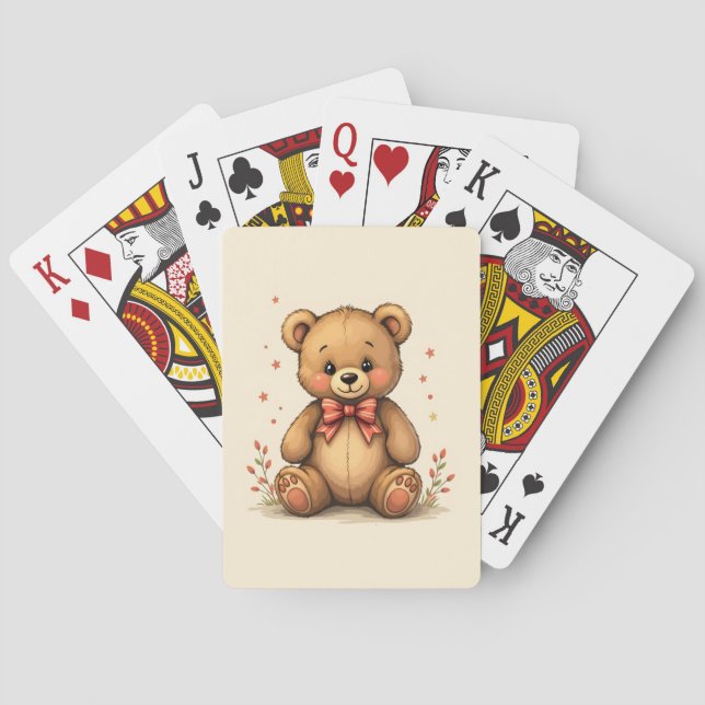 Cute adorable little brown bear with tie spielkarten (Rückseite)