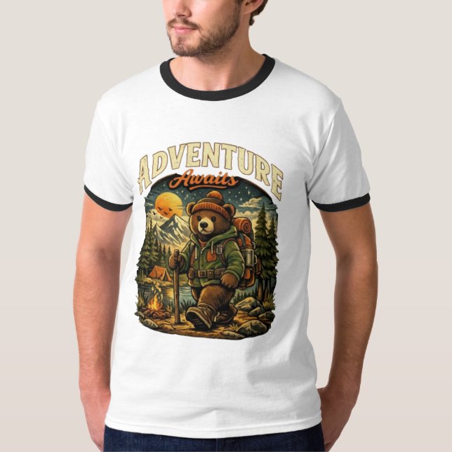 Cute Adventure Bear T-Shirt – Hiking Nature Explor (Devant)