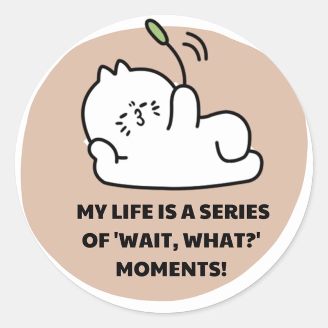 Cute Aesthetic Cat Sticker - Relatable "Wait, What (Devant)