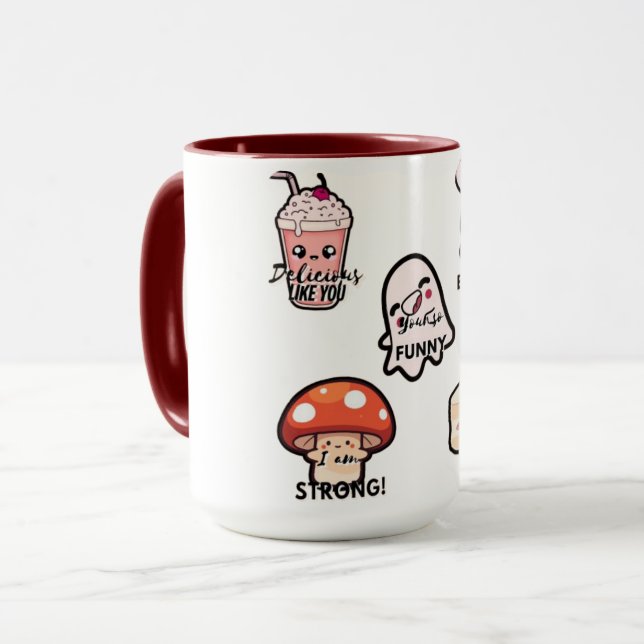 Cute Aesthetic Kawaii Sticker Style Mug  (Devant gauche)