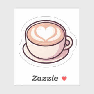  Cute Aesthetic Latte Art Heart Coffee Cup Stick Aufkleber