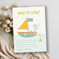 Cute Ahoy Teddy Bear Sailboat Baby Faire-part