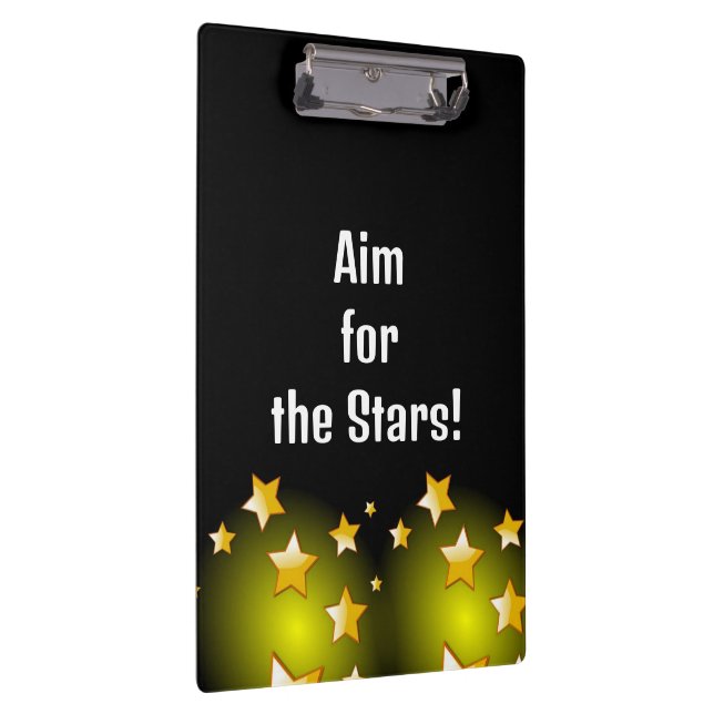 Cute Aim for the Stars Yellow Black Clipboard  Klemmbrett (Rechts)