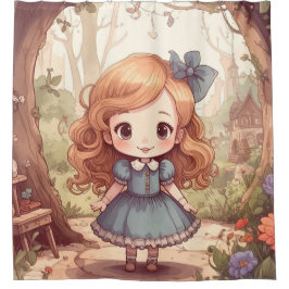 Cute Alice in Wonderland Whimsical Woodland Art Duschvorhang