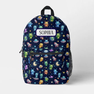 Cute Alien Galaxy Pattern Backpack Bedruckter Rucksack