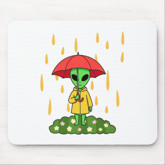 Cute Alien With Umbrella Kawaii Space Character Mousepad