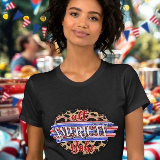 Cute All American Babe Leopard Celebration T-Shirt (Von Creator hochgeladen)