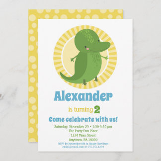 Cute Alligator Croc Anniversaire Invitation Garçon