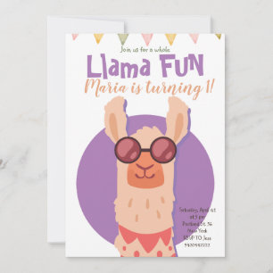 Cute Alpaca Llama Amusant Invitation Anniversaire