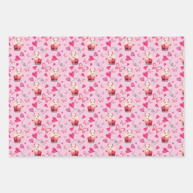Cute Alpaca Valentine's Day Wrapping Papier (Devant)