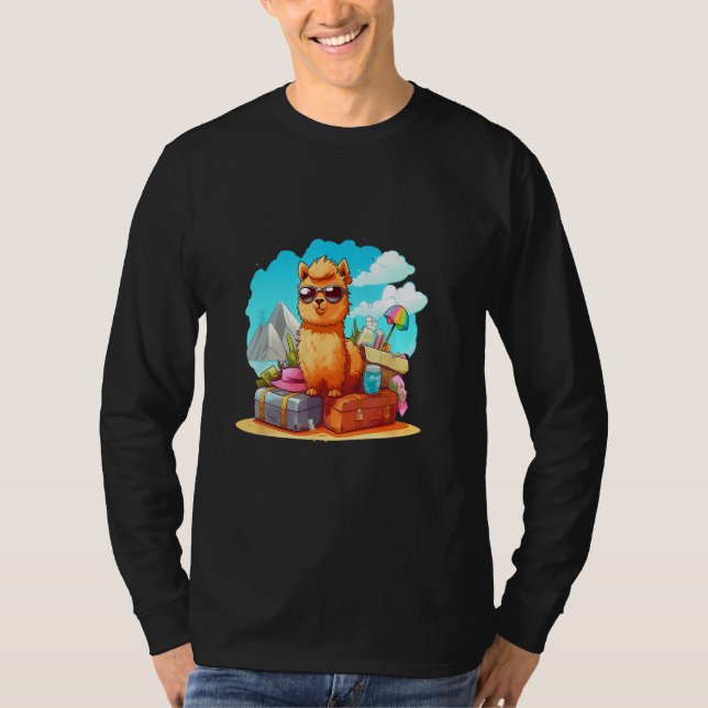 Cute Alpaca With Suitcase Adventure Tee Boys Girls (Vorderseite)