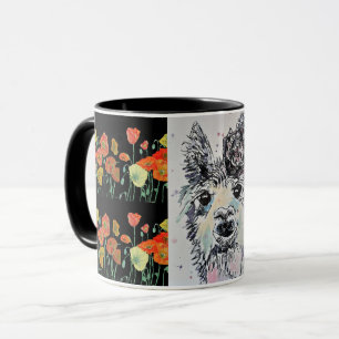 Cute Alpacca Llama BlackWatercolor Peinture Mug