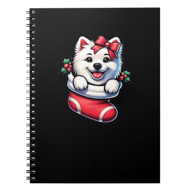 Cute American Eskimo Christmas Stocking Classic T- Notizblock (Vorderseite)