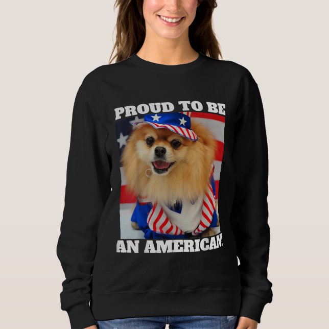 Cute American Patriotic Uncle Sam Pomeranian Dog 2 Sweatshirt (Vorderseite)