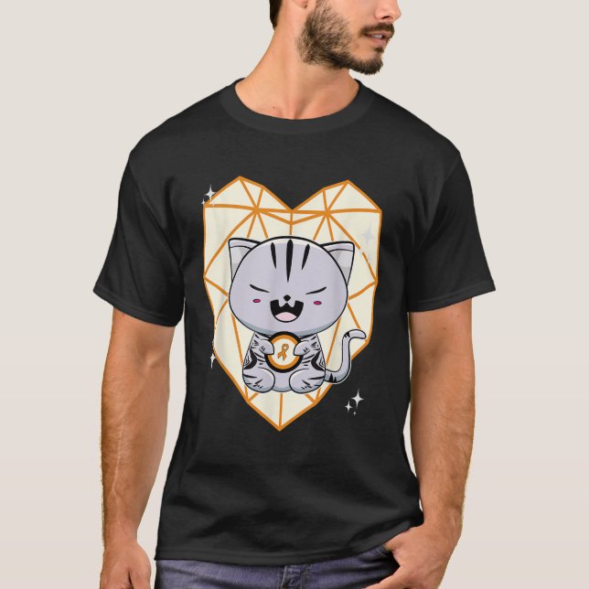 Cute American Shorthair Cat Leukemia Awareness Men T-Shirt (Vorderseite)