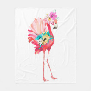 Cute and beautiful pink flamingo mexican bird with fleecedecke