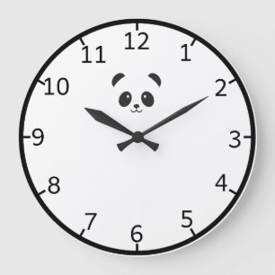 Cute and Elegant Black Panda Wall Clock Große Wanduhr