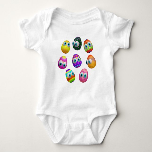 Cute and Funny Easter Eggs Cartoon Baby Strampler (Vorderseite)