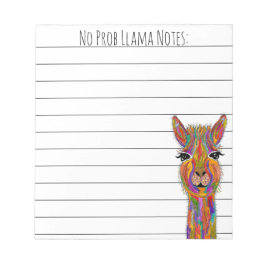 Cute and Funny No Prob Llama Notepad Notizblock