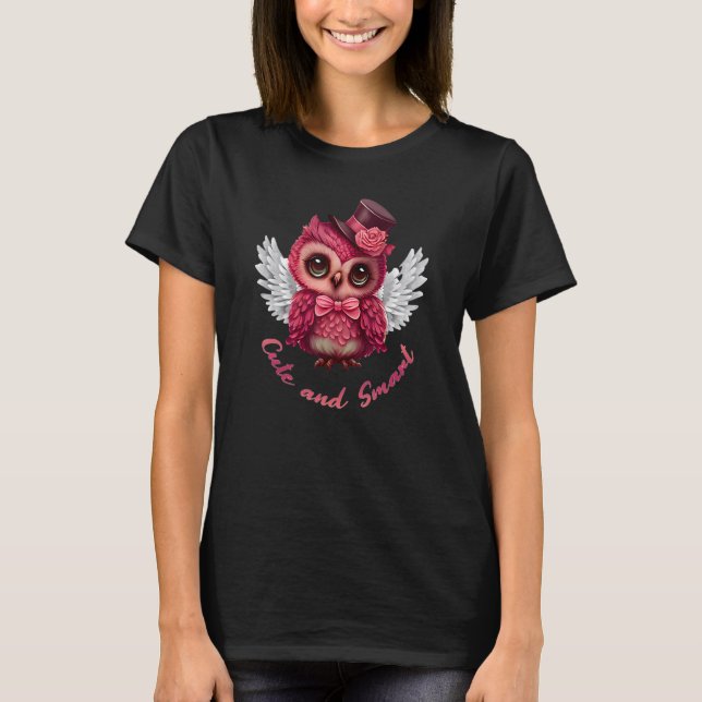 Cute and Smart Pink Owl Angel in a Top Hat and Bow (Vorderseite)