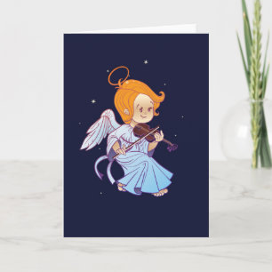 Cute angel playing violin feiertagskarte