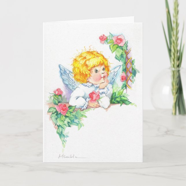 Cute Angels for Baptism or Christening Karte (Vorderseite)