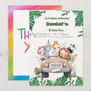 Cute Animal 1er anniversaire invitation