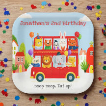 Cute Animal Double Decker Party Bus Birthday