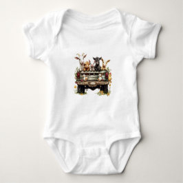 Cute Animal Farm On Baby Jersey Bodysuit Baby Strampler