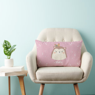 Cute Animal Hedgehog Personalized Name Lendenkissen