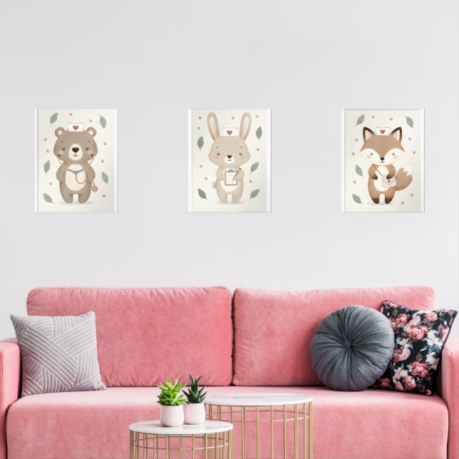 Cute Animal Neutral Woodland Nurse Nursery (Salon)